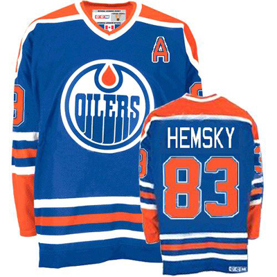 Blue NHL Edmonton Oilers 83 Ales Hemsky Hockey Jersey